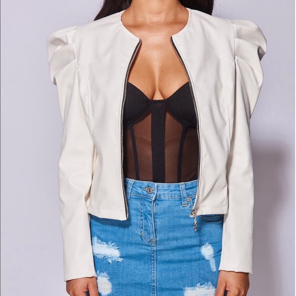 Off white faux leather jacket 💋 - Picture 2 of 2